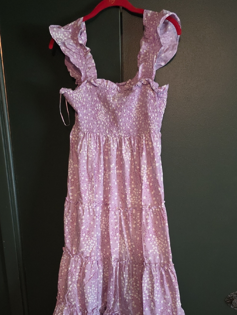 crown & ivy Lavender Printed Ruffle Strap Tiered Dress